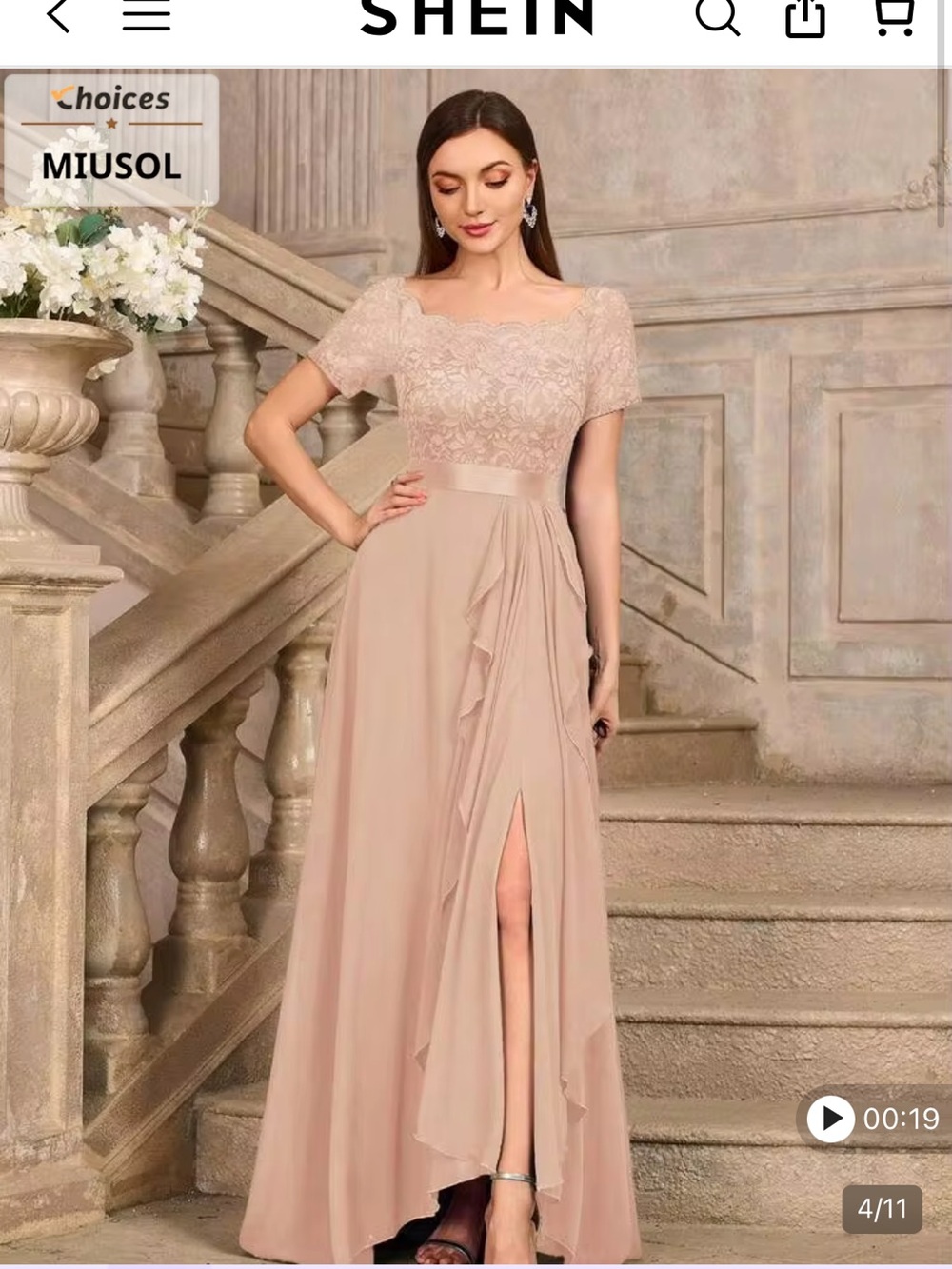 Miusol Blush Pink Lace Bodice Maxi Dress